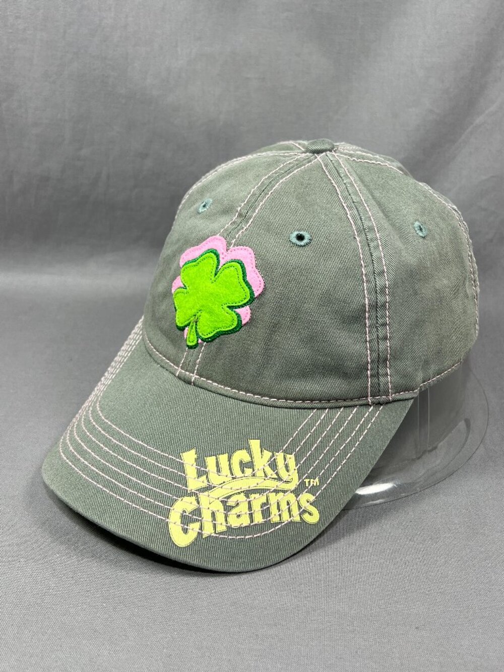 Lucky Charms Cloverleaf Strapback Hat Cap Gray Adjustable Advertising Dad Adult